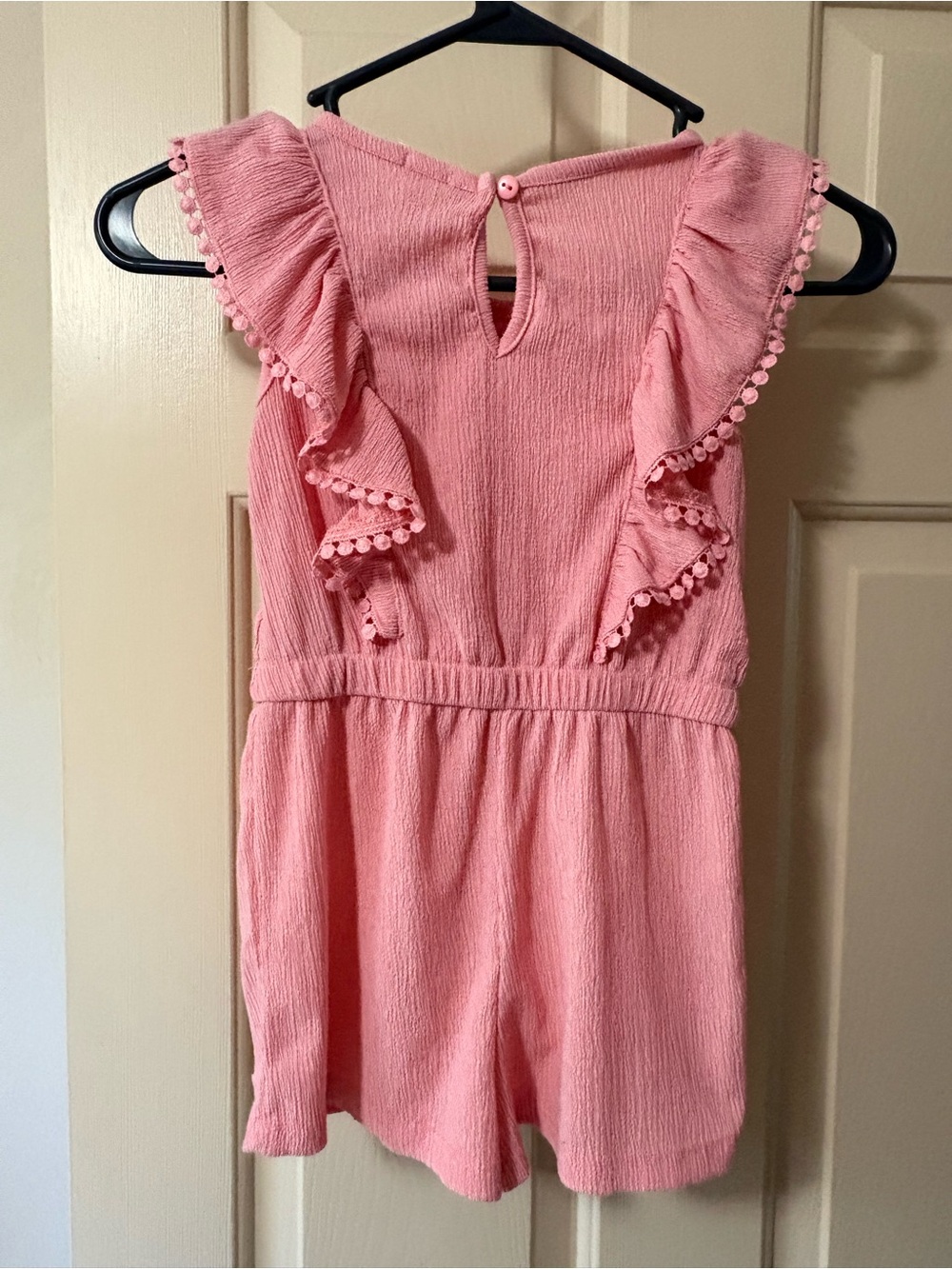 Tahari Pink Ruffle Romper with Button Front - Picture 2 of 4